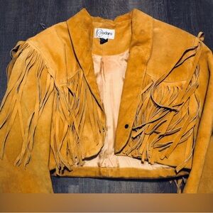 Cedars Women's Tan Leather Fringe Jacket